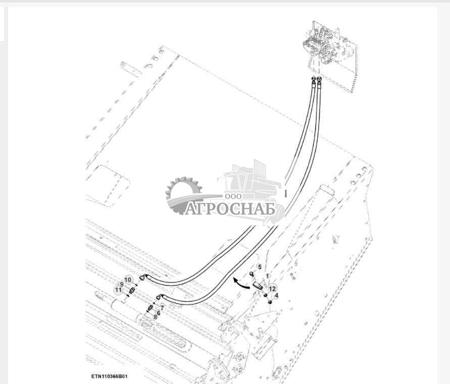 Гидравлические шланги и фитинги наклонной камеры, поперечный наклон 